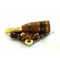 Kerst schaal floran 26 cm met chocolade fles champagne